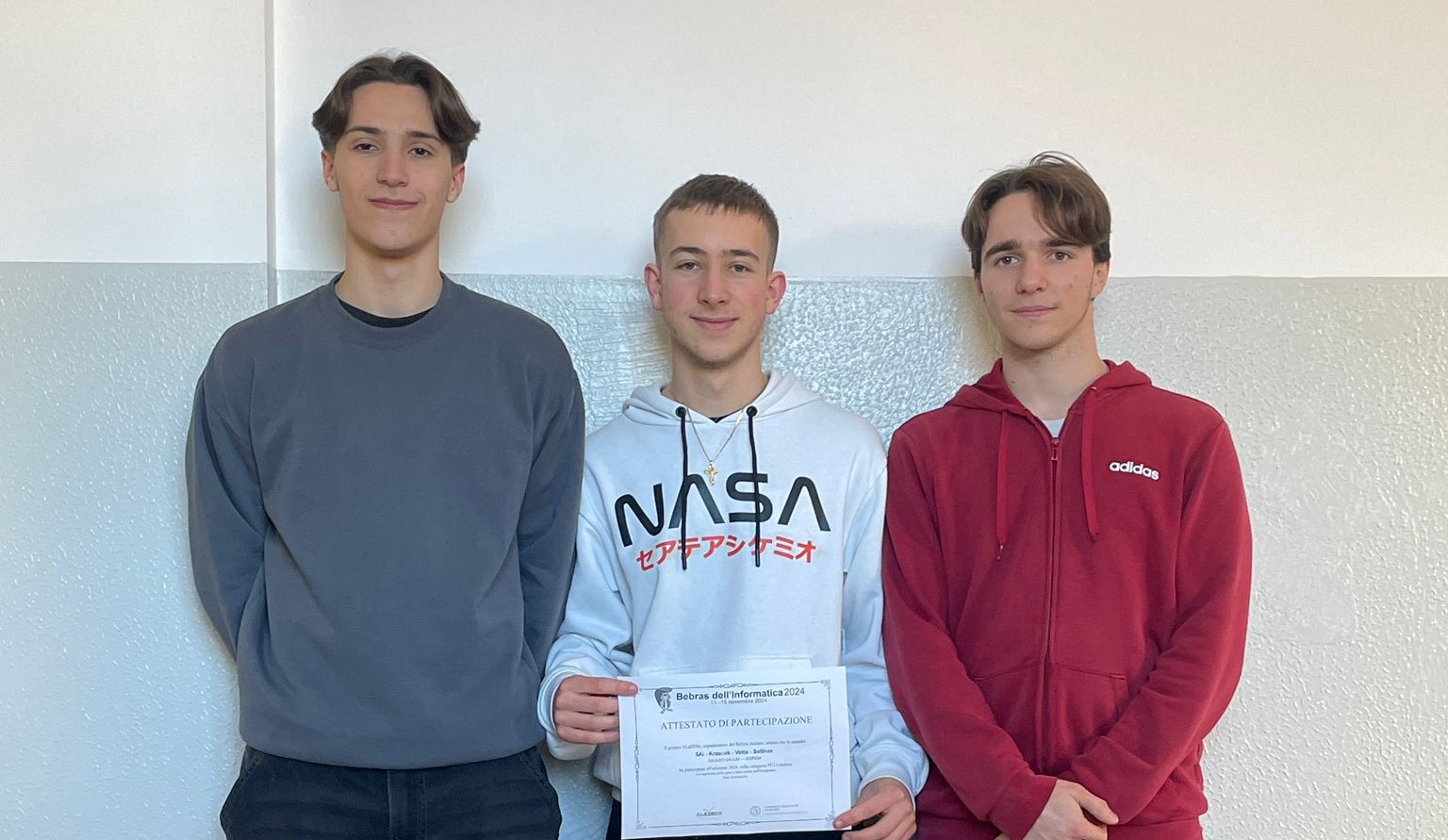 Mattia, Thomas Elia e Piero campioni d'informatica alla Bebras