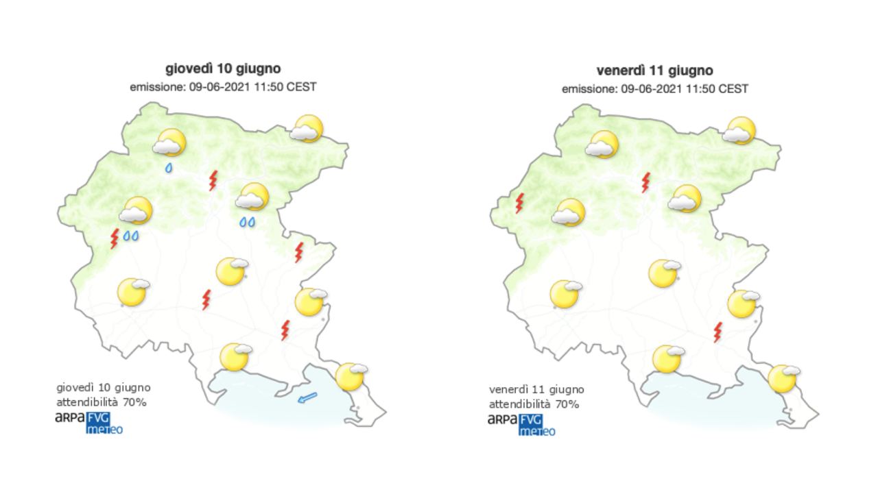 Meteo variabile sul Goriziano, mattinata di sole e caldo