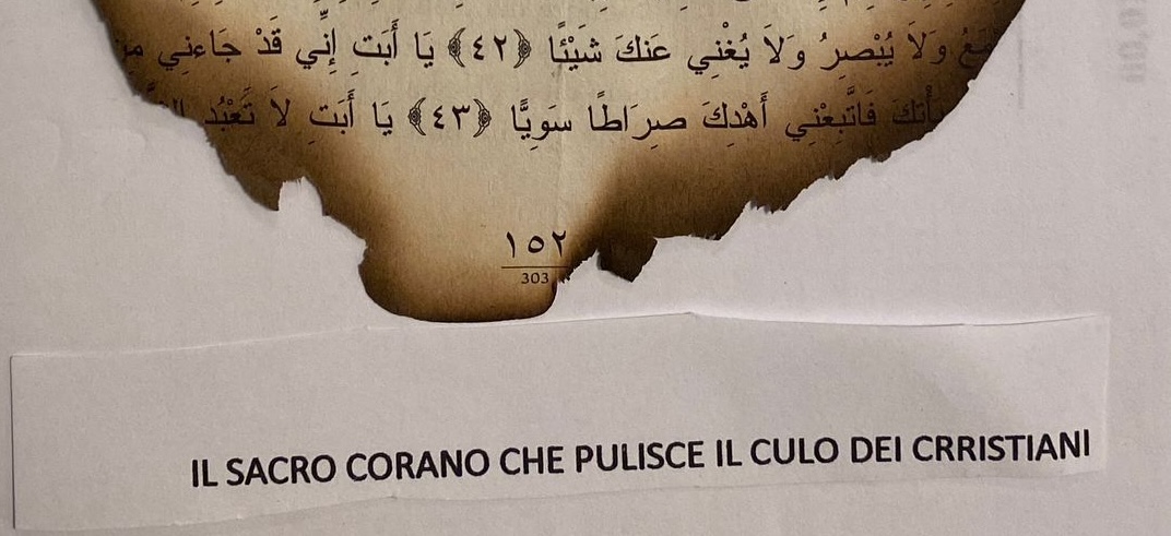 Pagina del Corano bruciata e feci in una busta: nuovo caso a Monfalcone