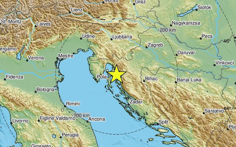 Immagine per Terremoto in Croazia, scossa magnitudo 5 a pochi chilometri da Fiume